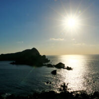 沖秋目島の夕日